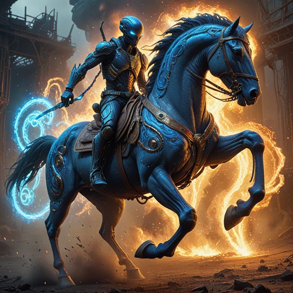 Alien Rider on Horse, Digital Concept Art