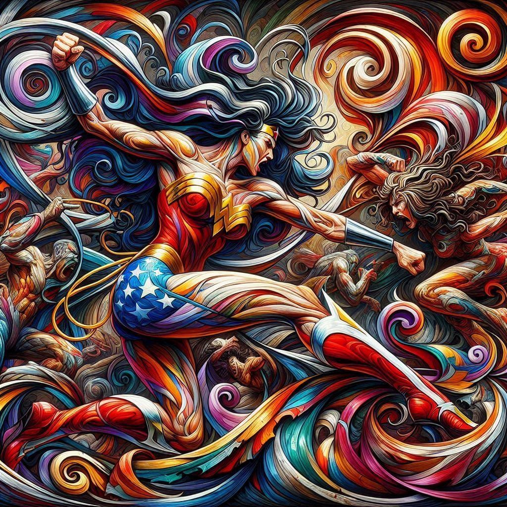 Wonder Woman Mid-Fight