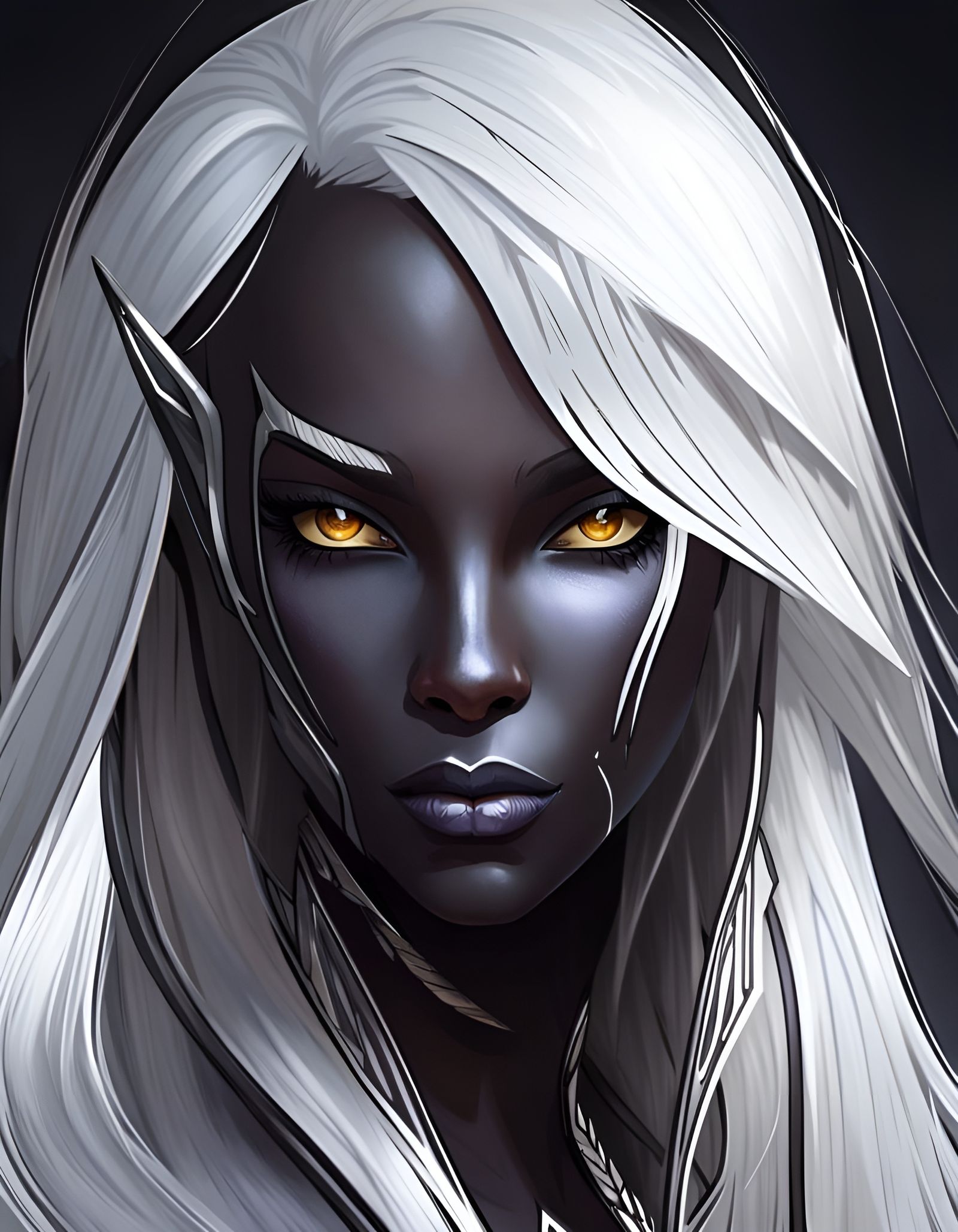 Drow Priestess with Jewelry - AI Generated Artwork - NightCafe Creator