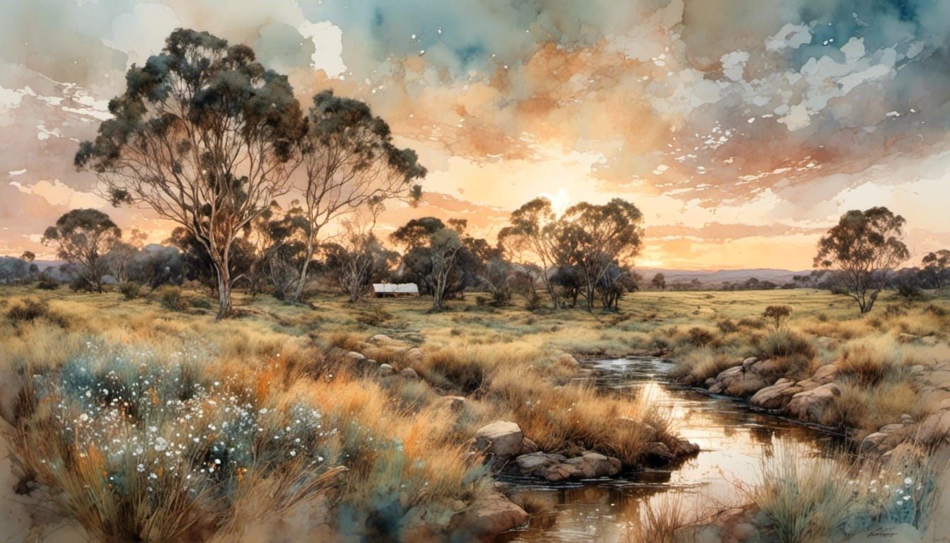 Australian farm in spring