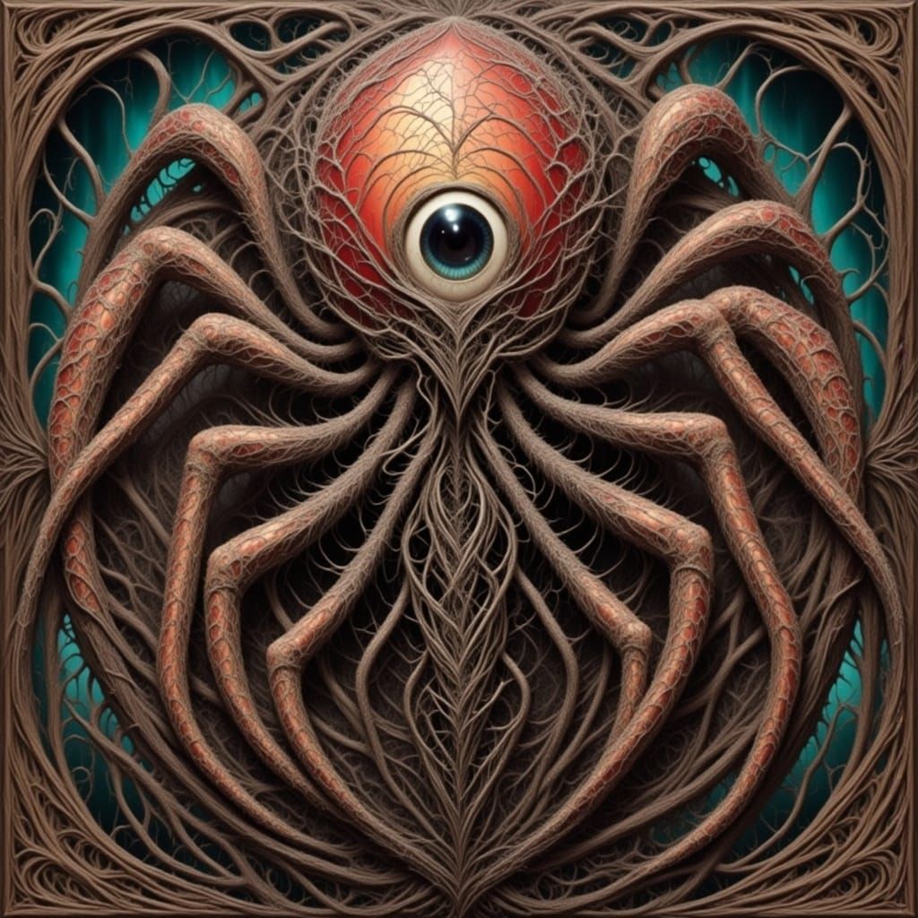 <lora:SPIDERS HEART:1.0> Eyeball spider