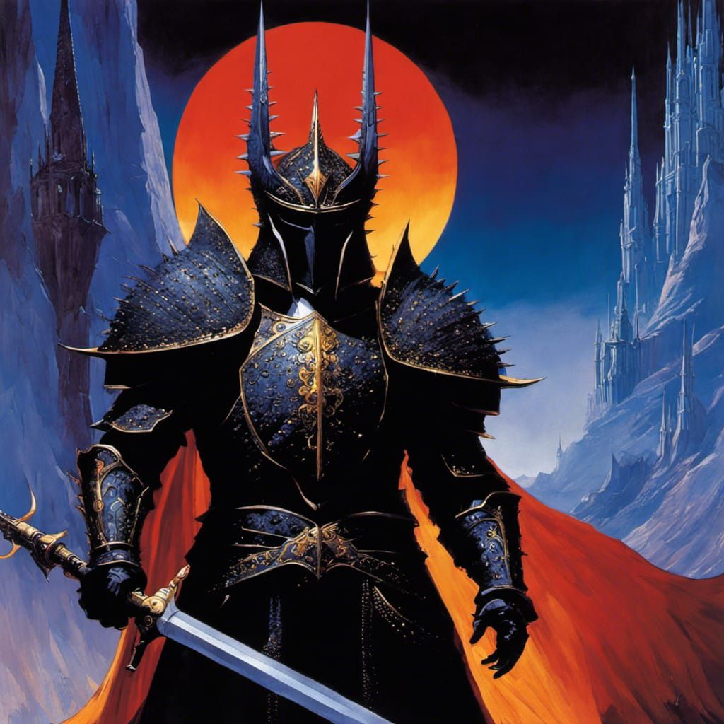 Sauron in black spiked armour , by Richard Michael Gorman Powers, Paul ...