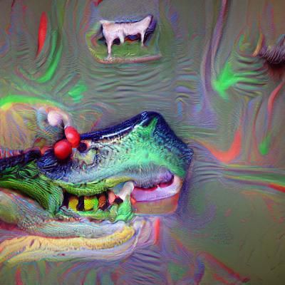 Cow is a dentist for a crocodile Picasso colourful 8k resolu...