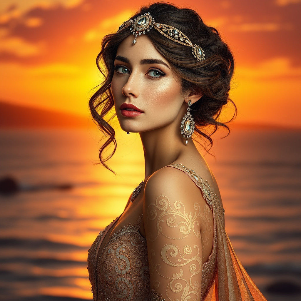 Greek Goddess in Art Nouveau Style