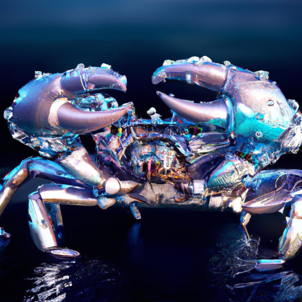 a crab made of vibrant crystals, 🌌, hyperdetailed, intricat...