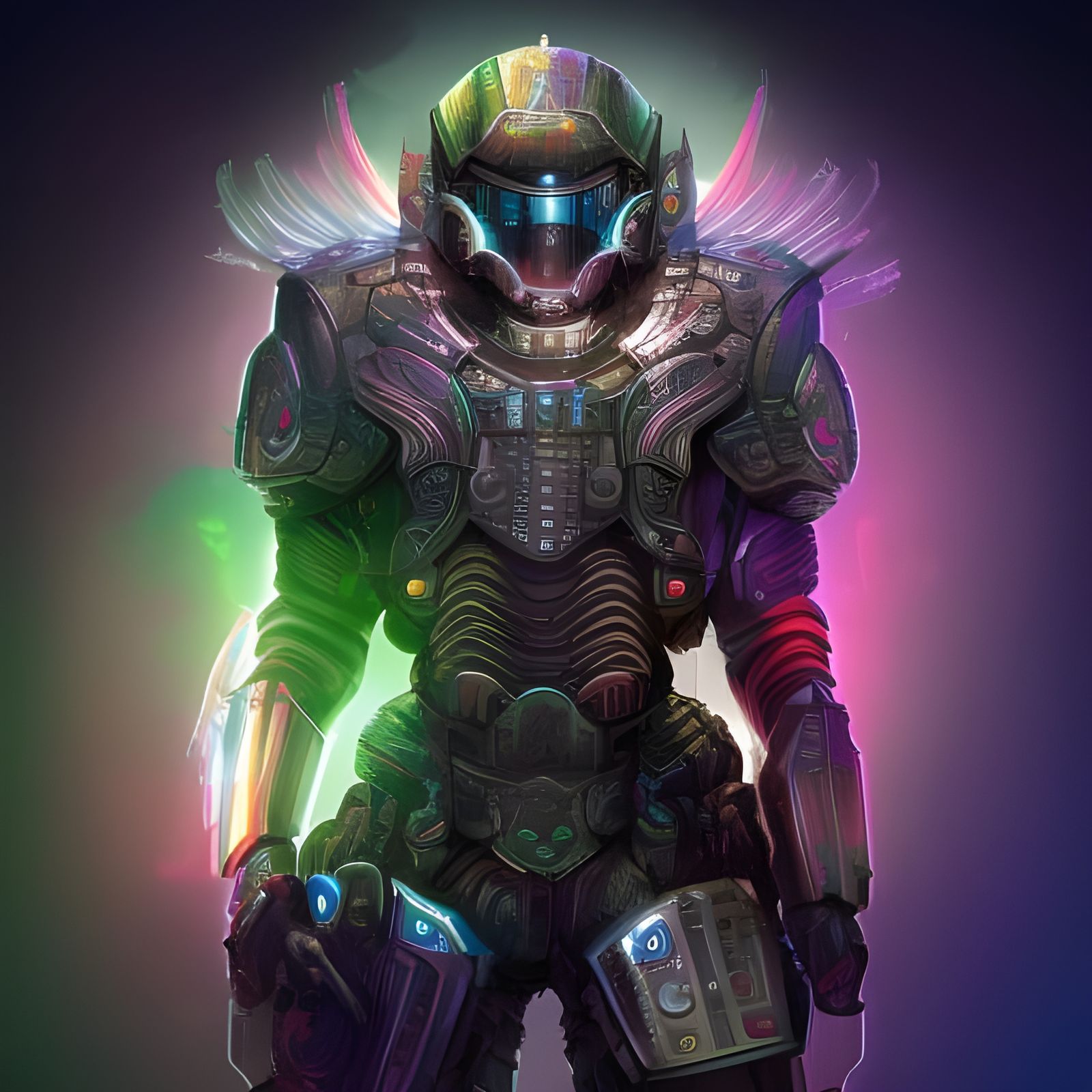 A majestic rainbow silver plated highly detailed armored, 8k...