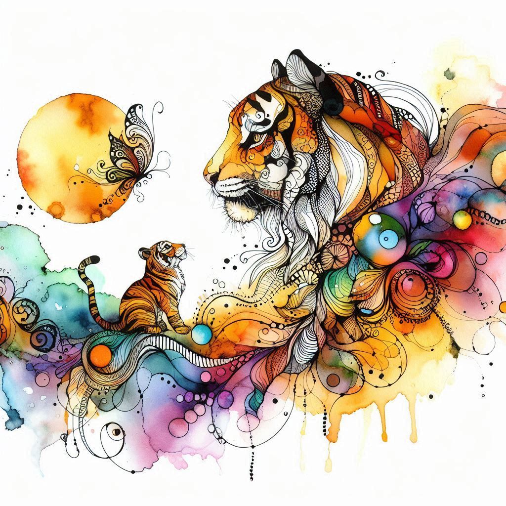 Whimsical alcohol ink illustration