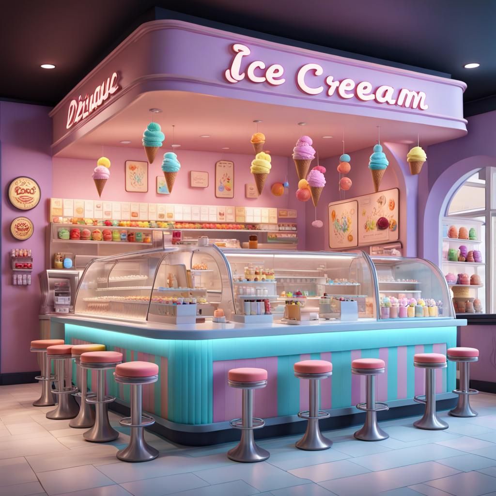 Ice cream shop - AI Generated Artwork - NightCafe Creator