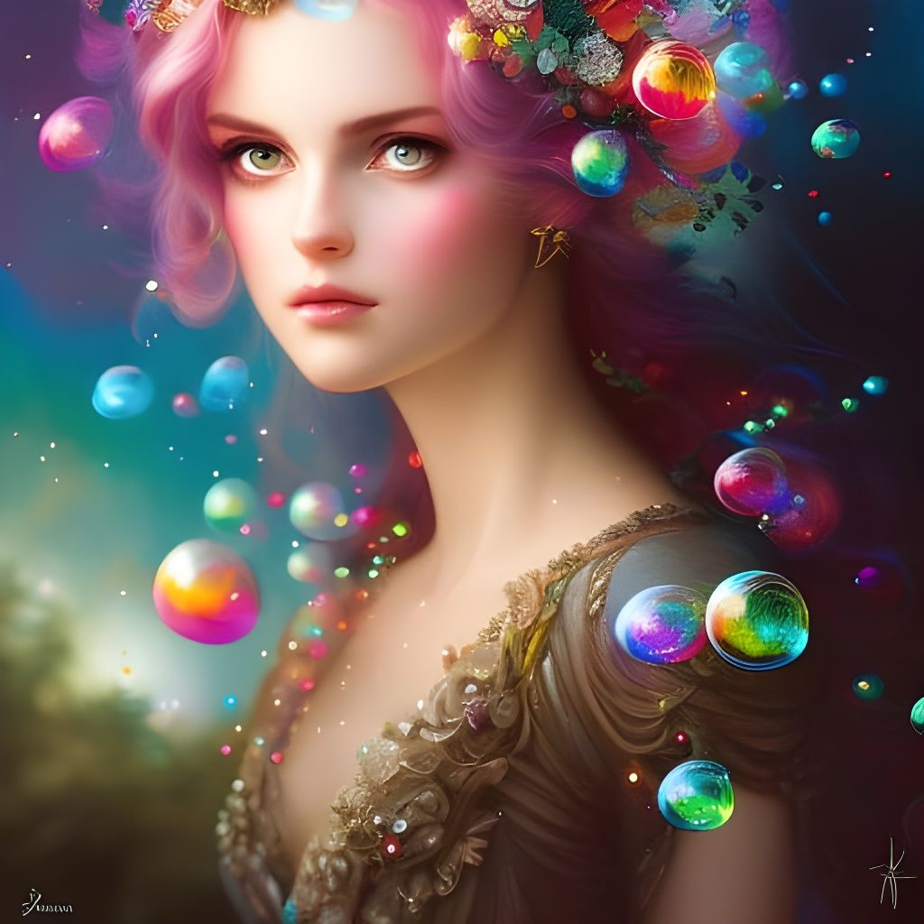 Colorful Bubble Girl AI Generated Artwork NightCafe Creator