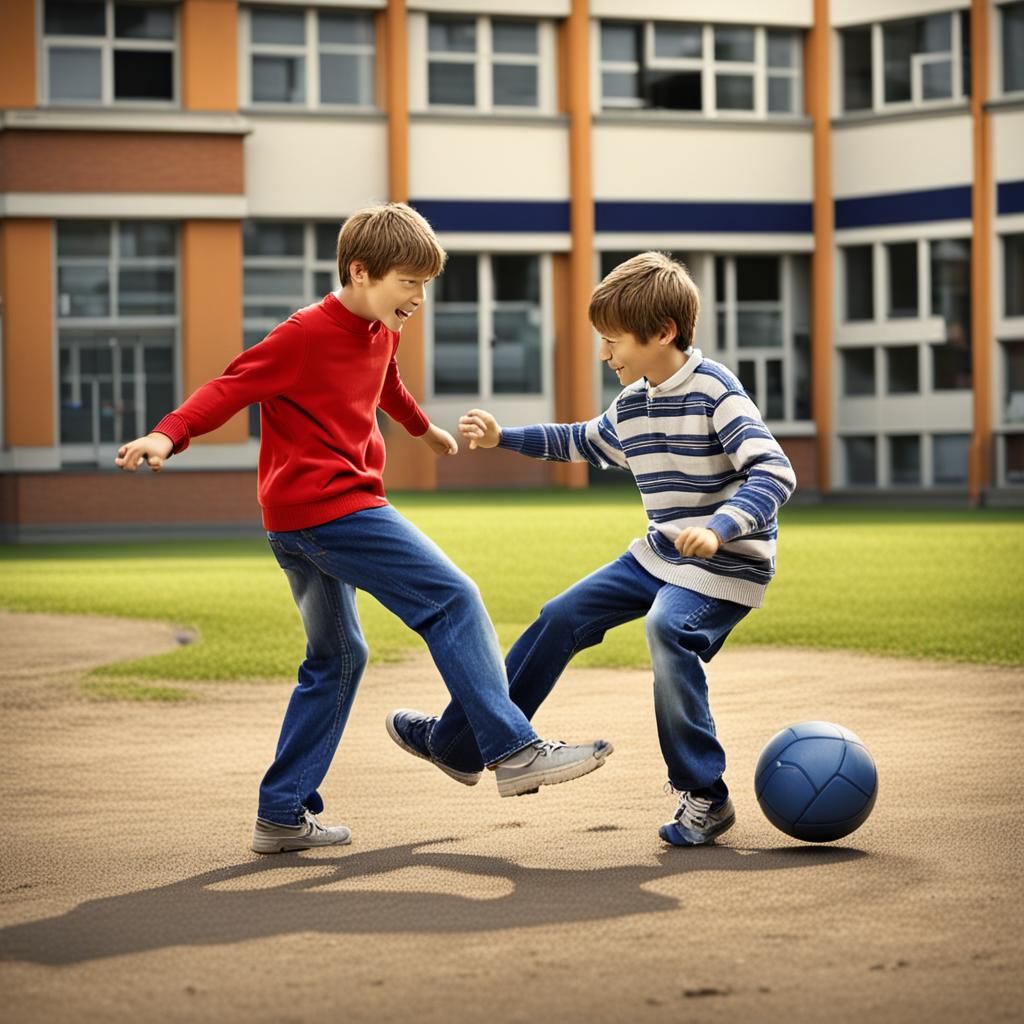 Playing at the schoolyard with my friend. Now 50 years later...