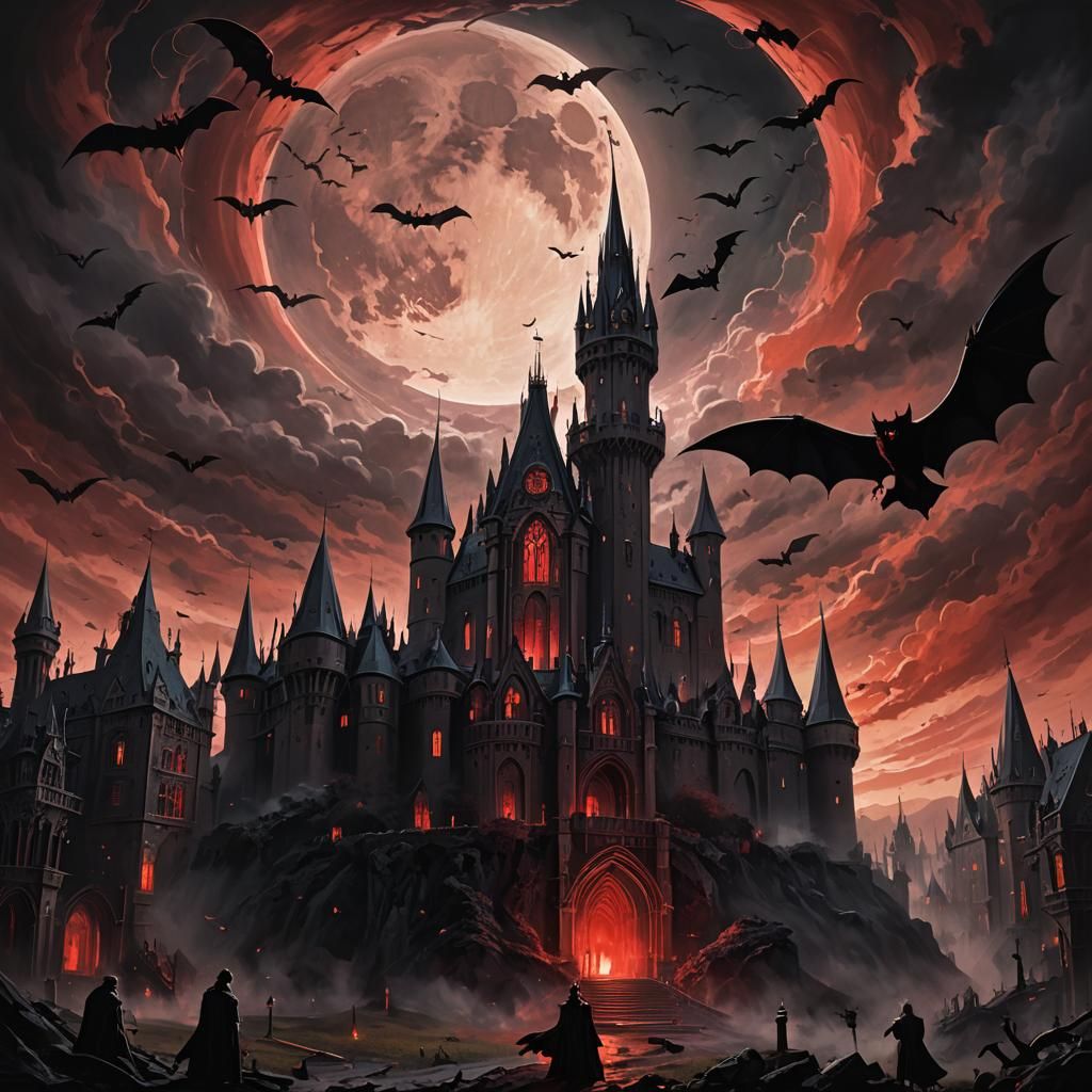 Dracula's Castle Illuminated by the Light of the Full Moon  by @Dan-Dan-Ham