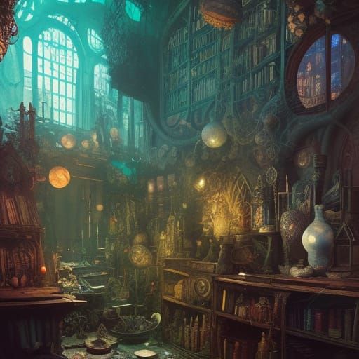 magician's library - AI Generated Artwork - NightCafe Creator