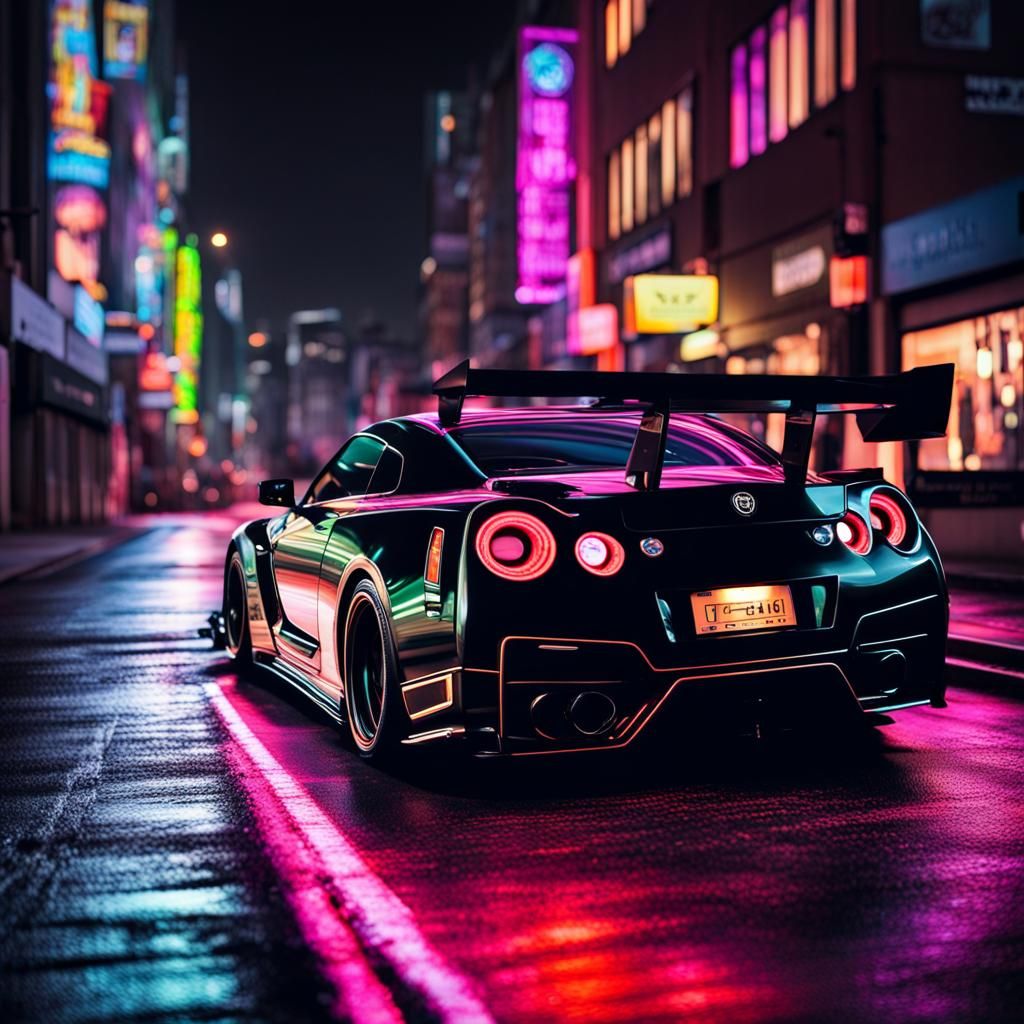 Neon GTR R35 - AI Generated Artwork - NightCafe Creator