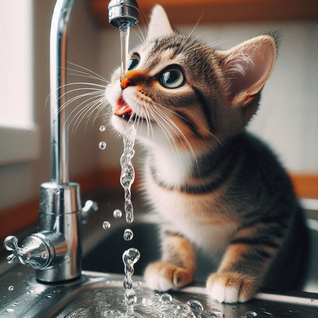 The correct way to drink from a faucet