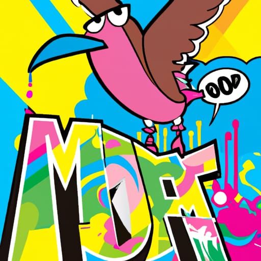 moa bird with a 2D style graffiti pop art poster art splash ...