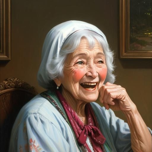 old woman full of joy