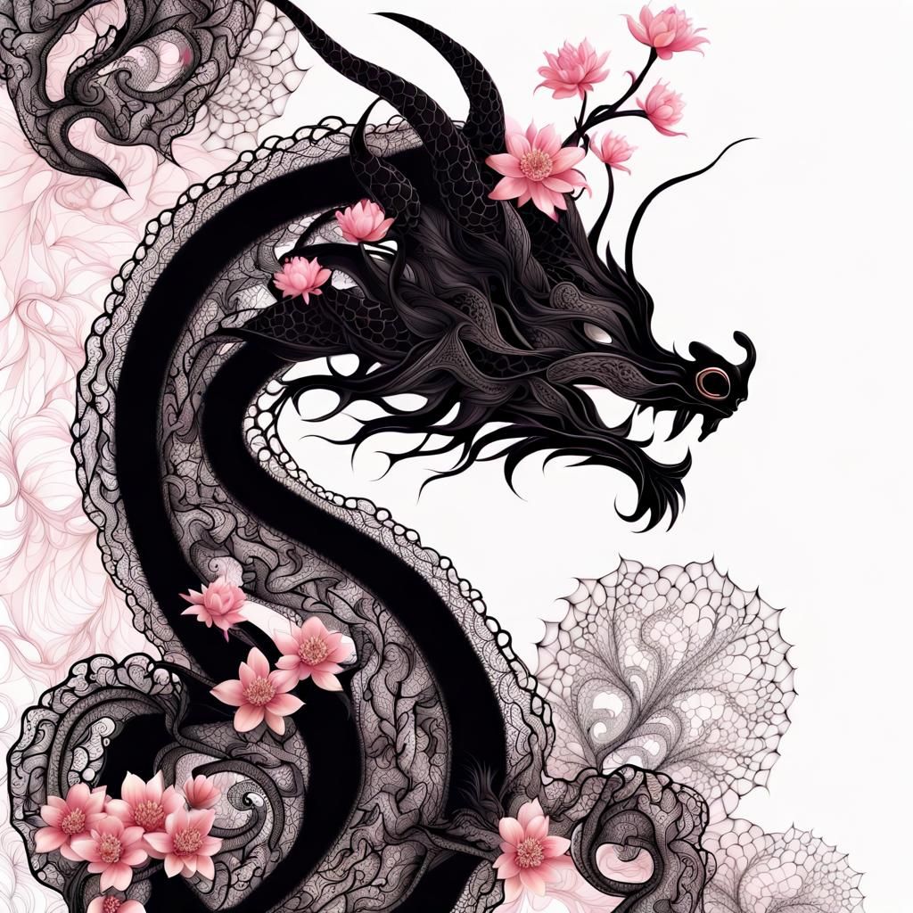 Beautiful black lace dragon   by @Lilsilverfish