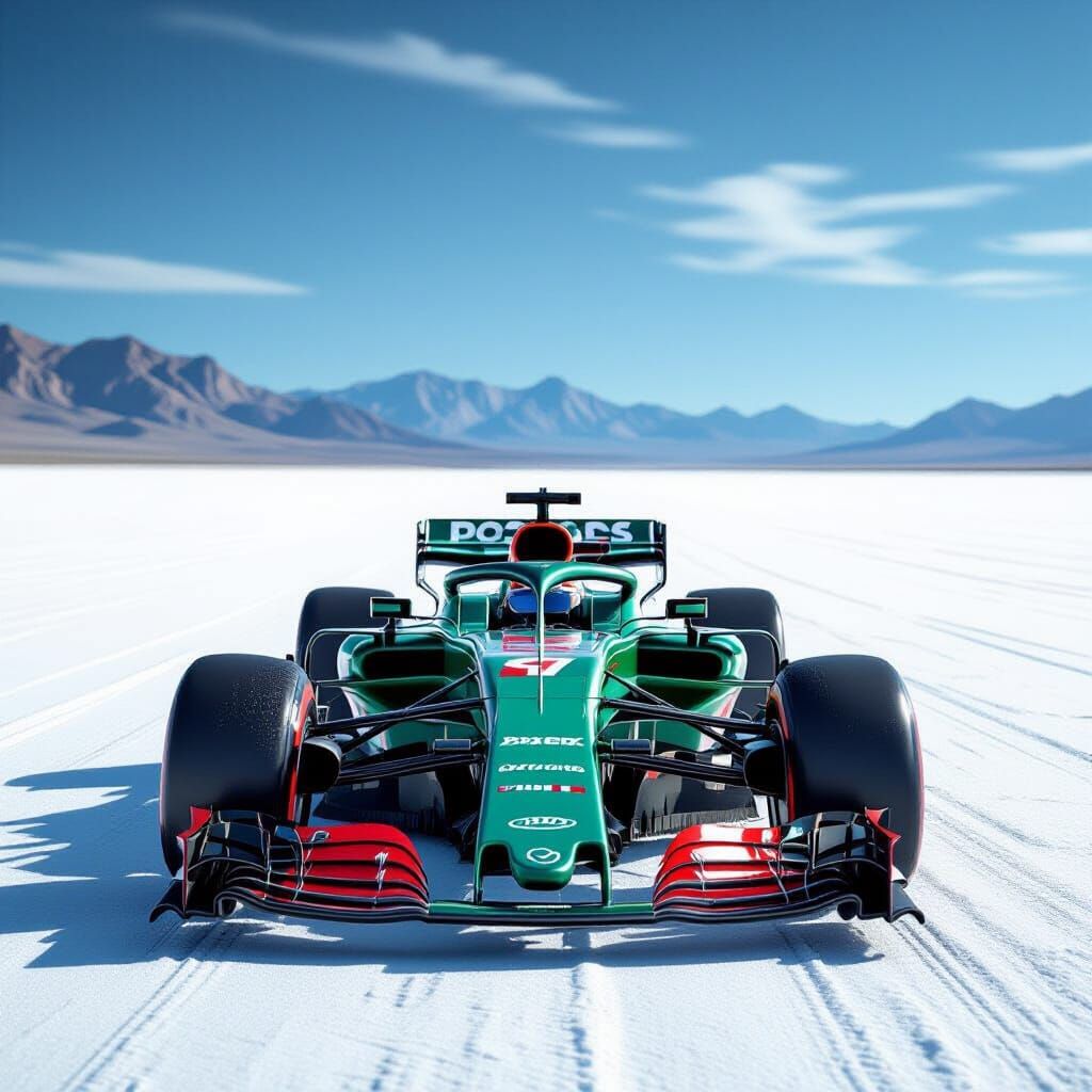 Watermelon Formula 1 Car on Salt Flats