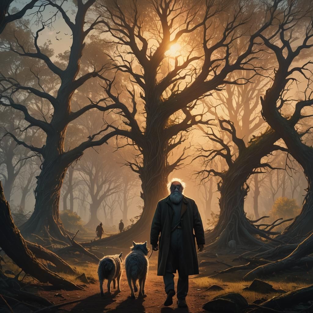 In this dream I am walking into a forest at sunset 