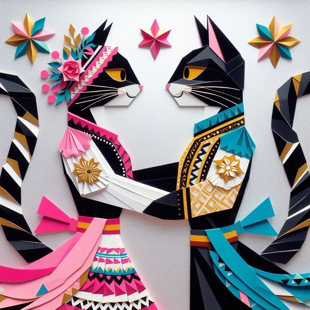 Happy couple of dancing cats 9