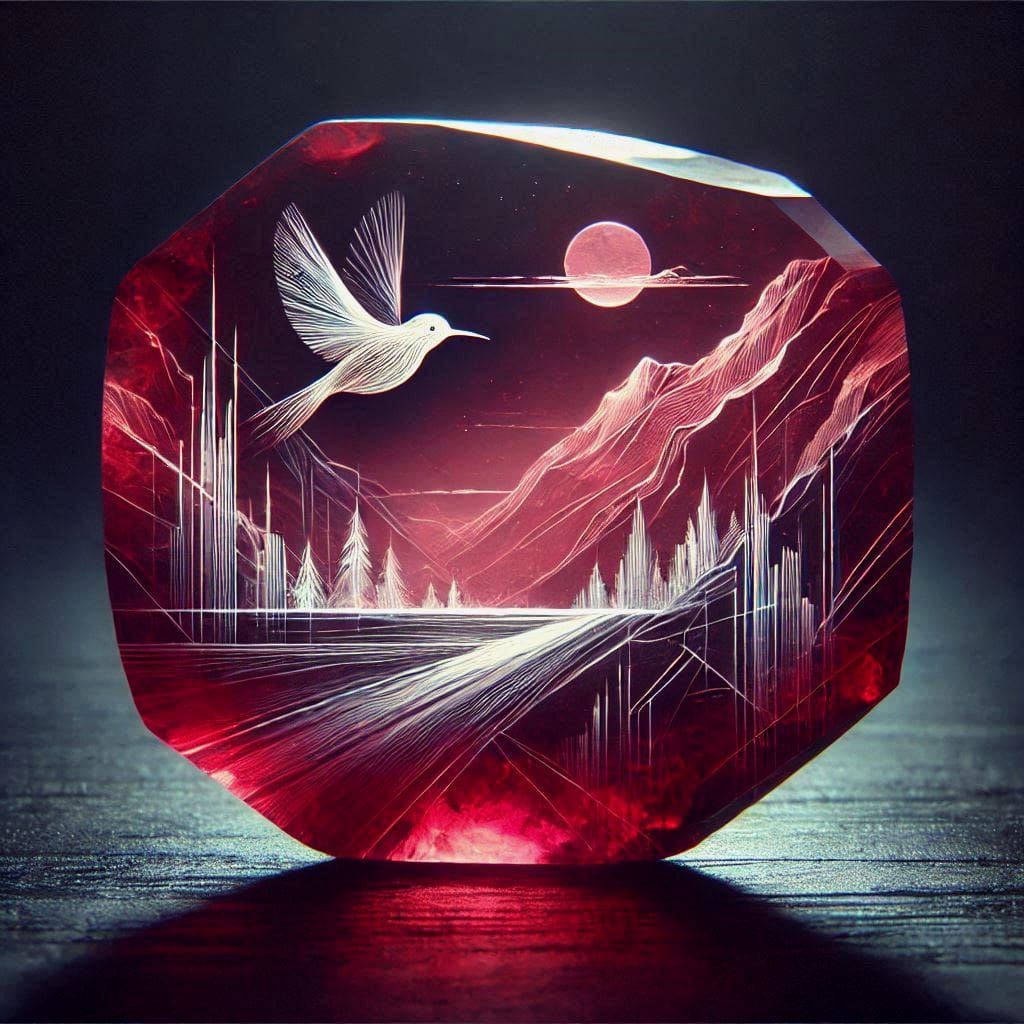 Fly free in etched ruby
