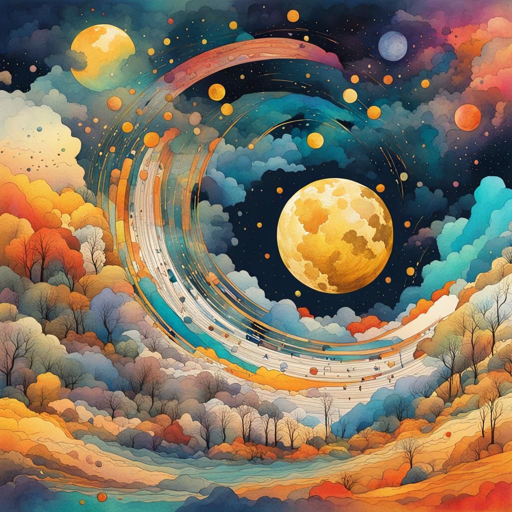 Moonscape in watercolor