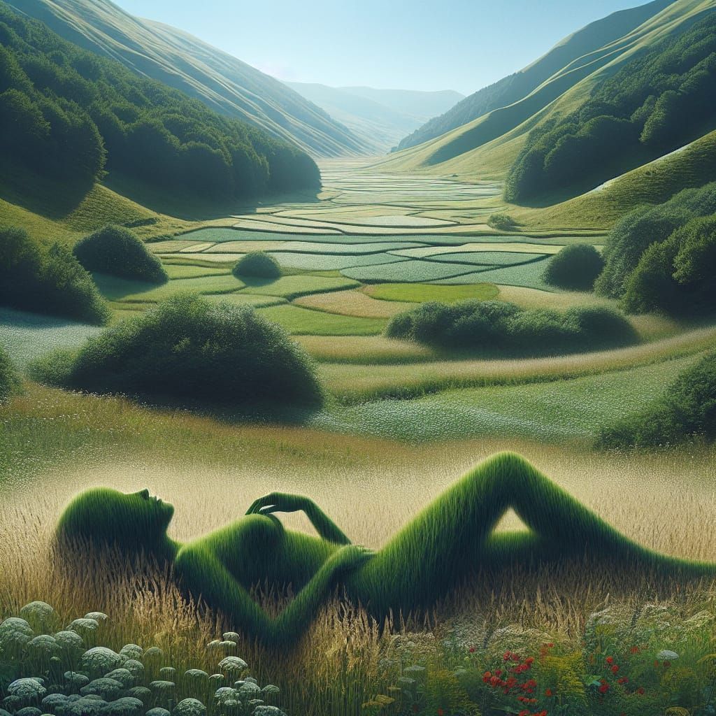 grassland formed like the silhouette of a lying female body....