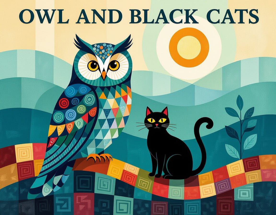 delete the text "owl and black cats" 