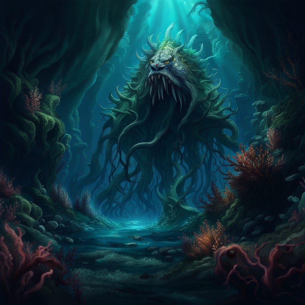 Underwater Cave Monster - Ai Generated Artwork - Nightcafe Creator