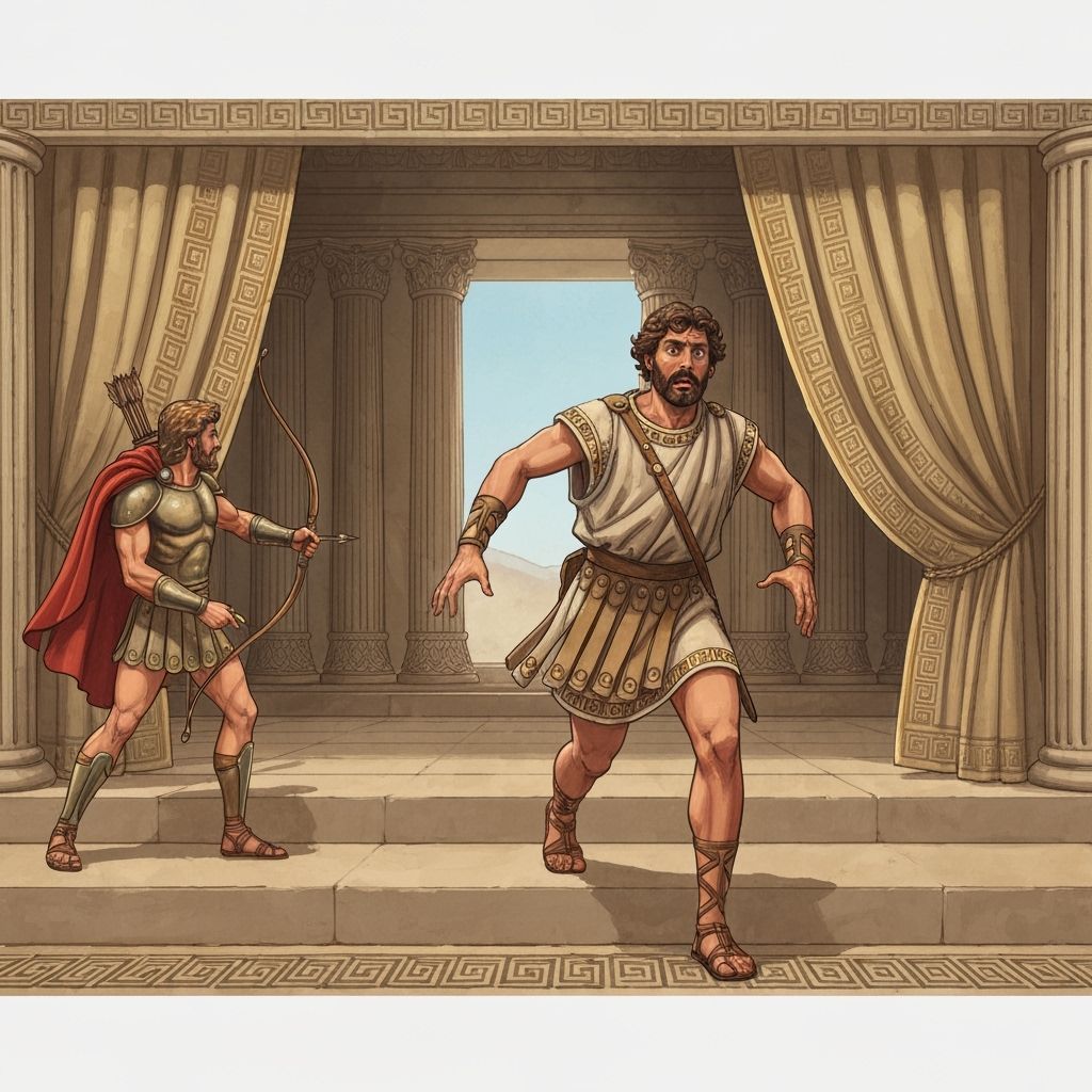 Eurymachus escaping from Odysseus