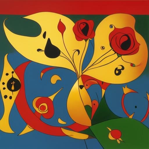 A Golden Rose in the style of Joan Miro