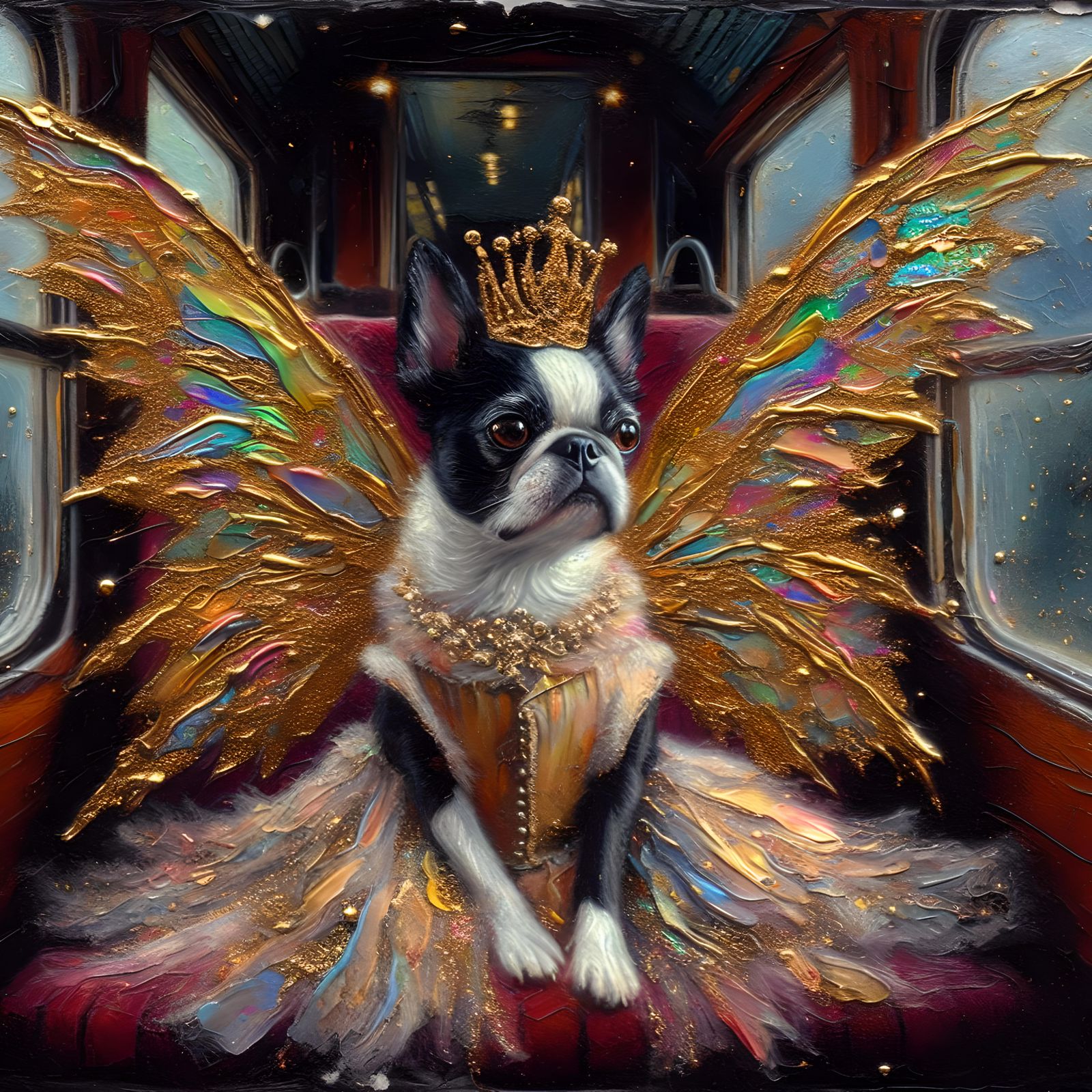 Boston Terrier Fairy on a Train