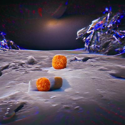 cheeseballs sitting on the moon together