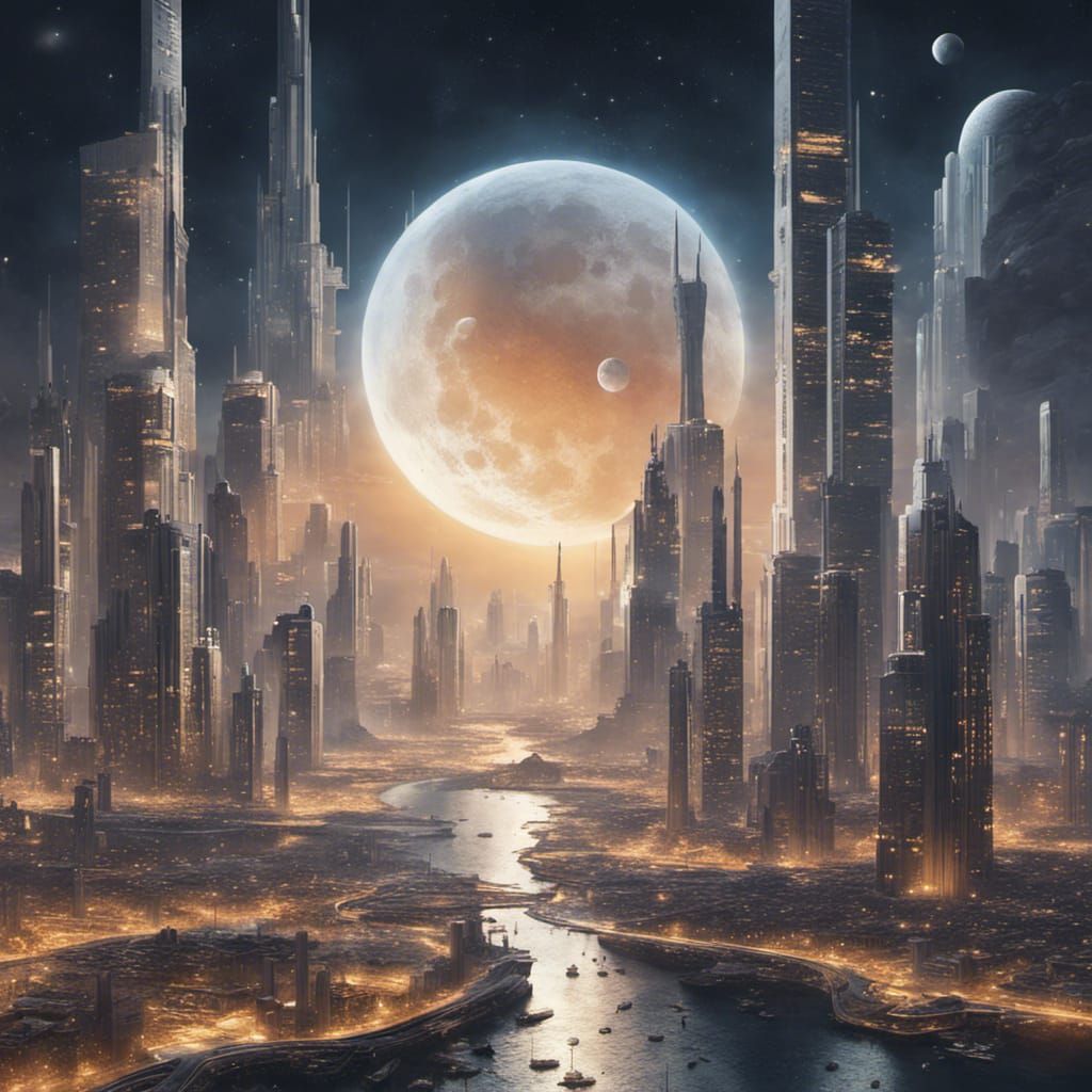 Radiant Metropolis The Massive Illuminated City on an Alien World  by @Pip