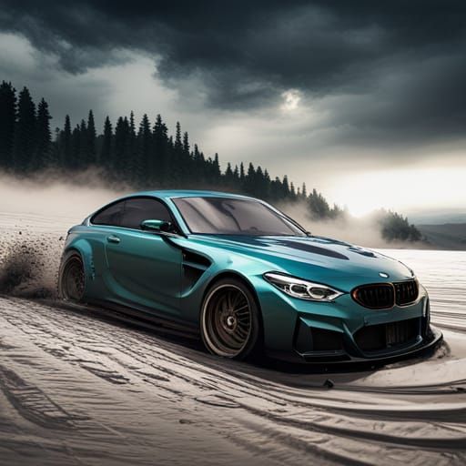 BMW M4 drifting matte painting - AI Generated Artwork - NightCafe Creator