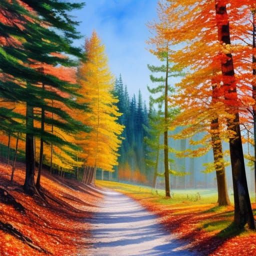 Four Seasons Forest in Impressionistic Gouache Style