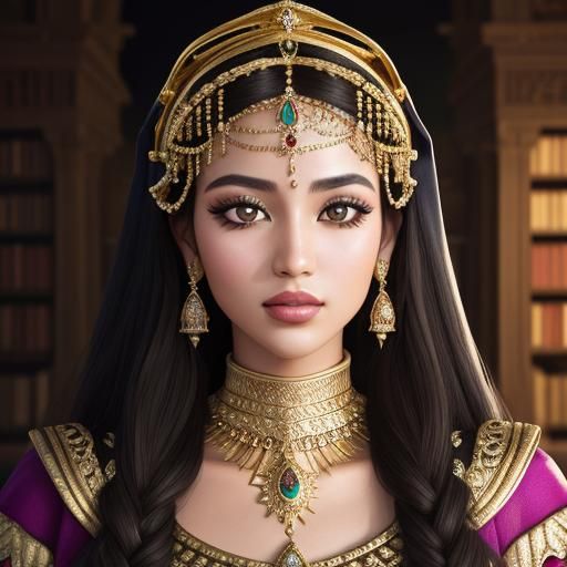 Princess Farah in Library - AI Generated Artwork - NightCafe Creator