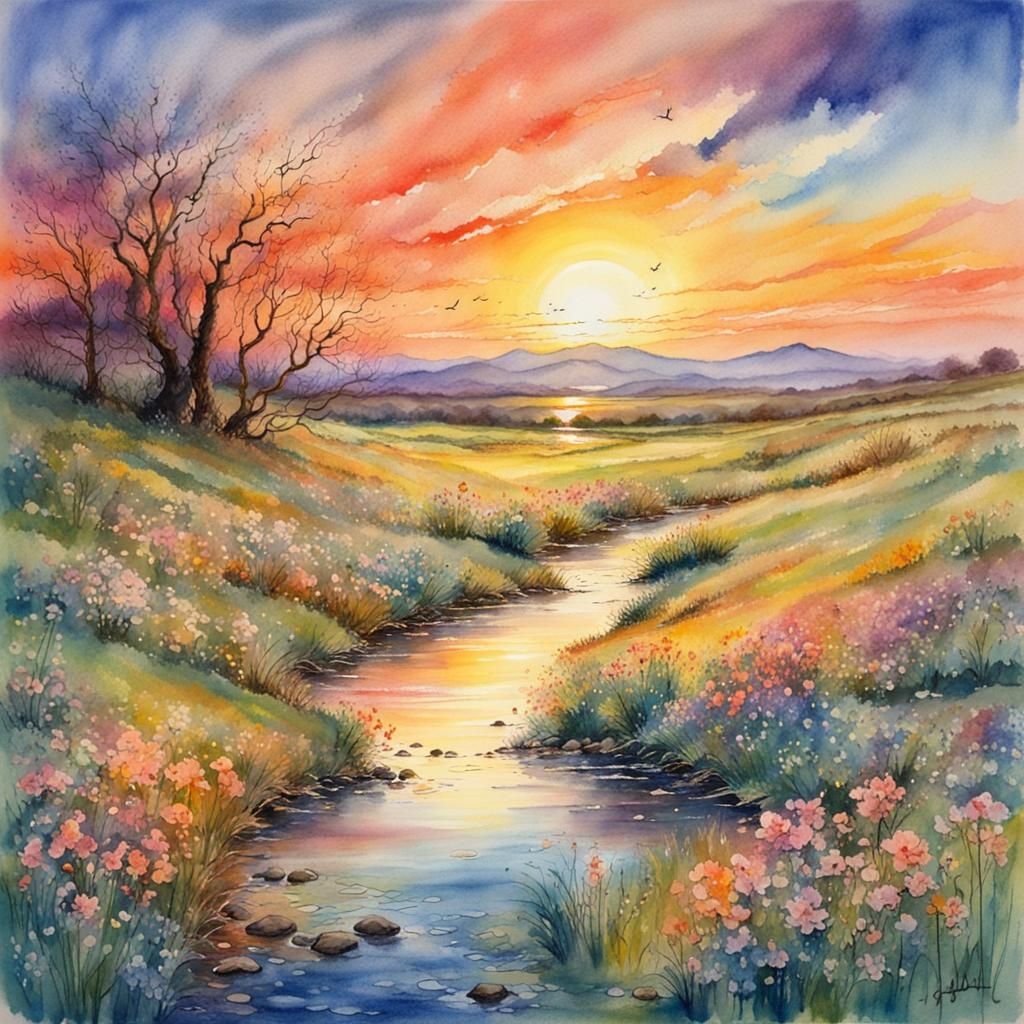 Spring watercolor   by @Fritholf