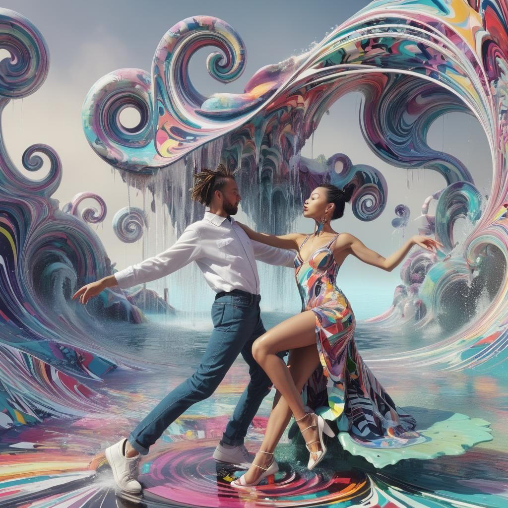 A vibrant and whimsical glitch artwork by the talented trio ...