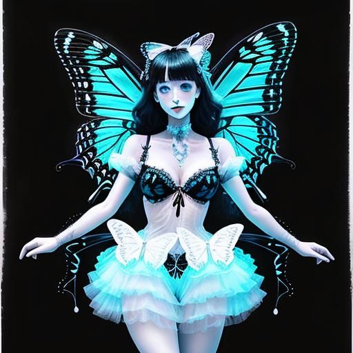 Blue butterfly girl