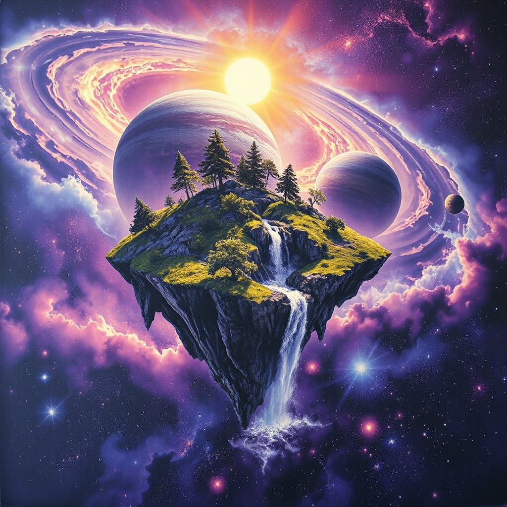 Floating Island Drifting Through a Polychromatic Galaxy