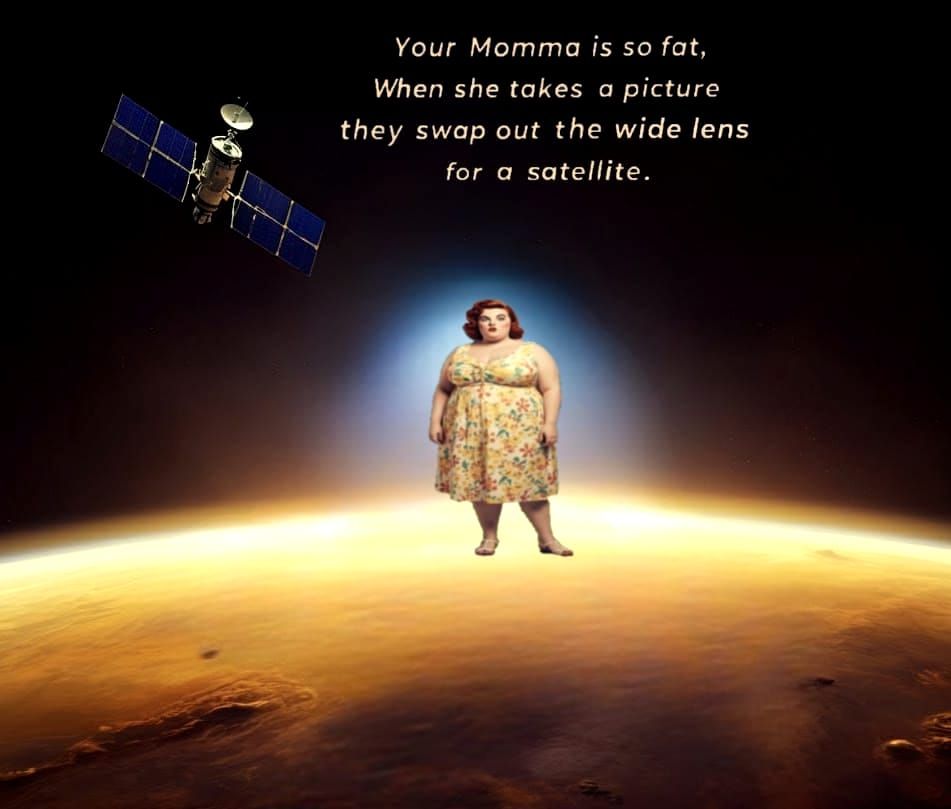 Your Momma is so fat, when she takes a picture they swap out the wide lens for a satellite.