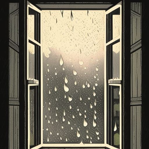 A woodcut of rain on a window pane - AI Generated Artwork - NightCafe ...