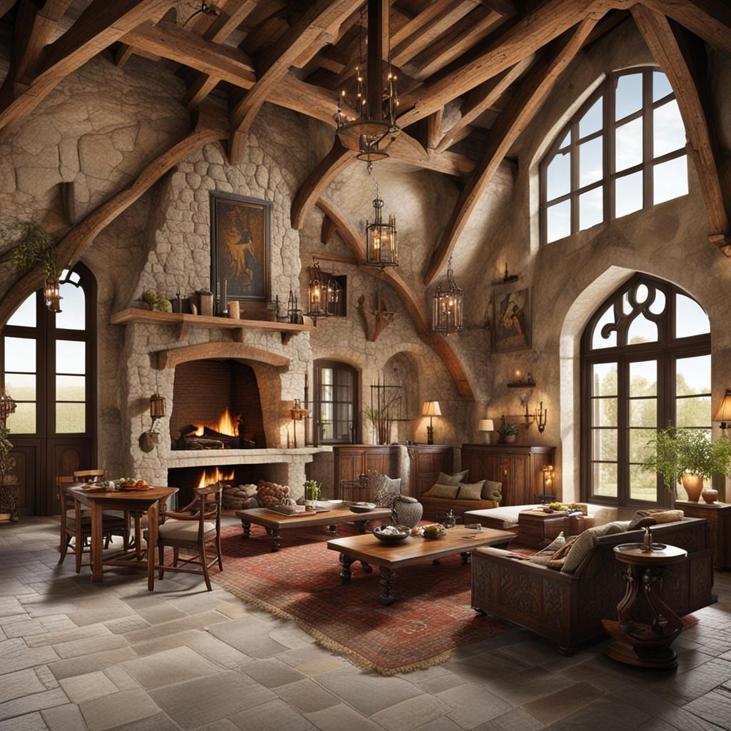 Medieval interior style in a modern house