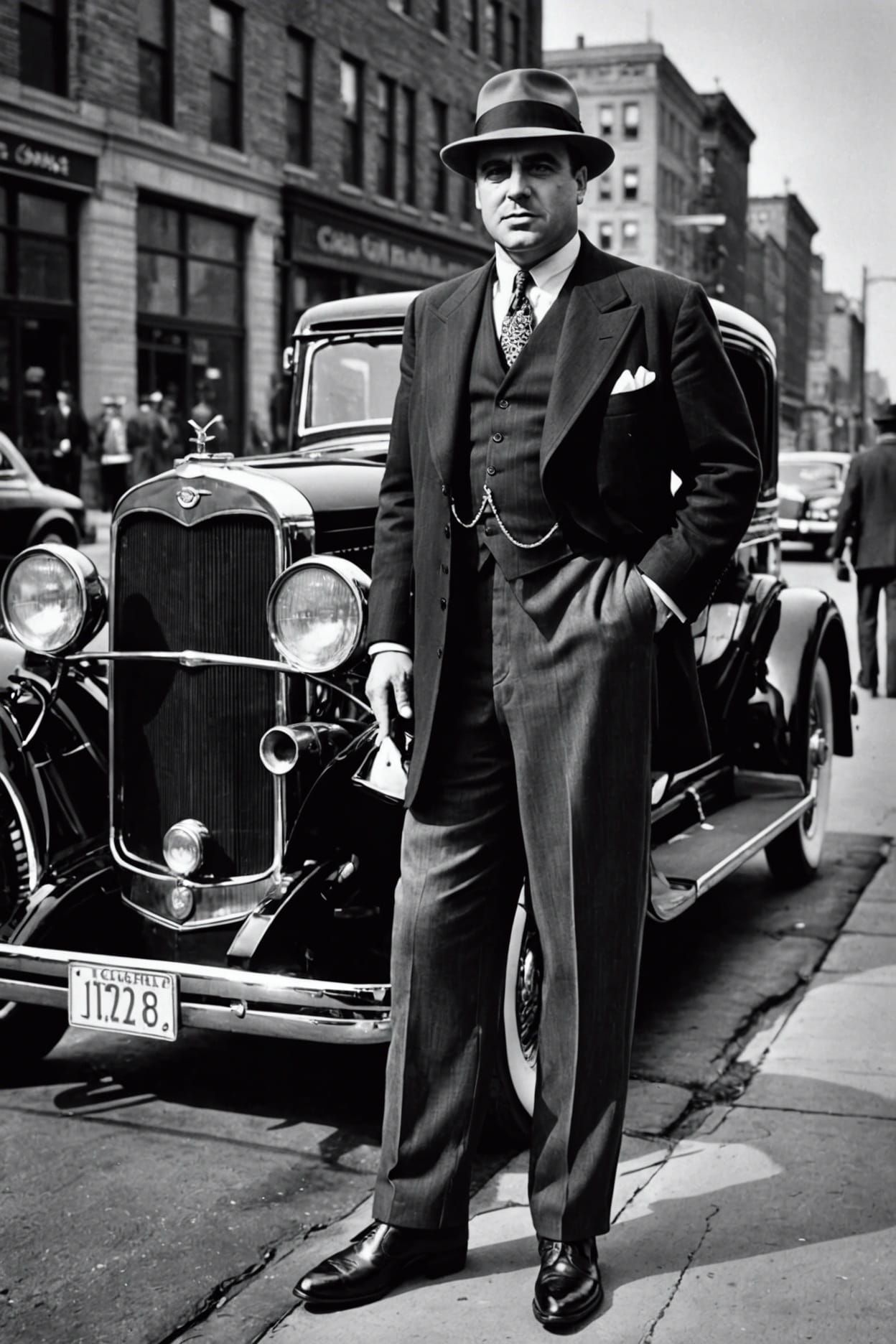 Black and white photo : An elegantly dressed Al Capone' standing beside ...