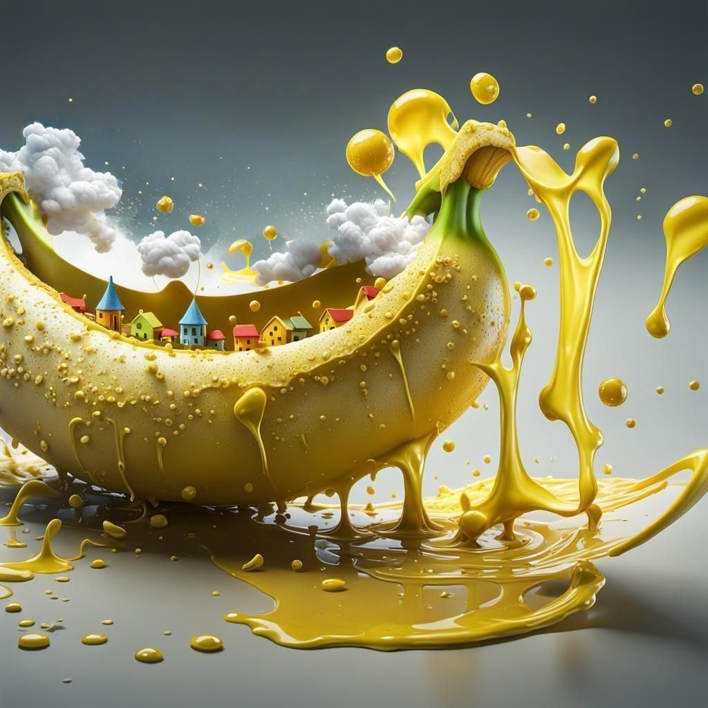 Banana with crazy city