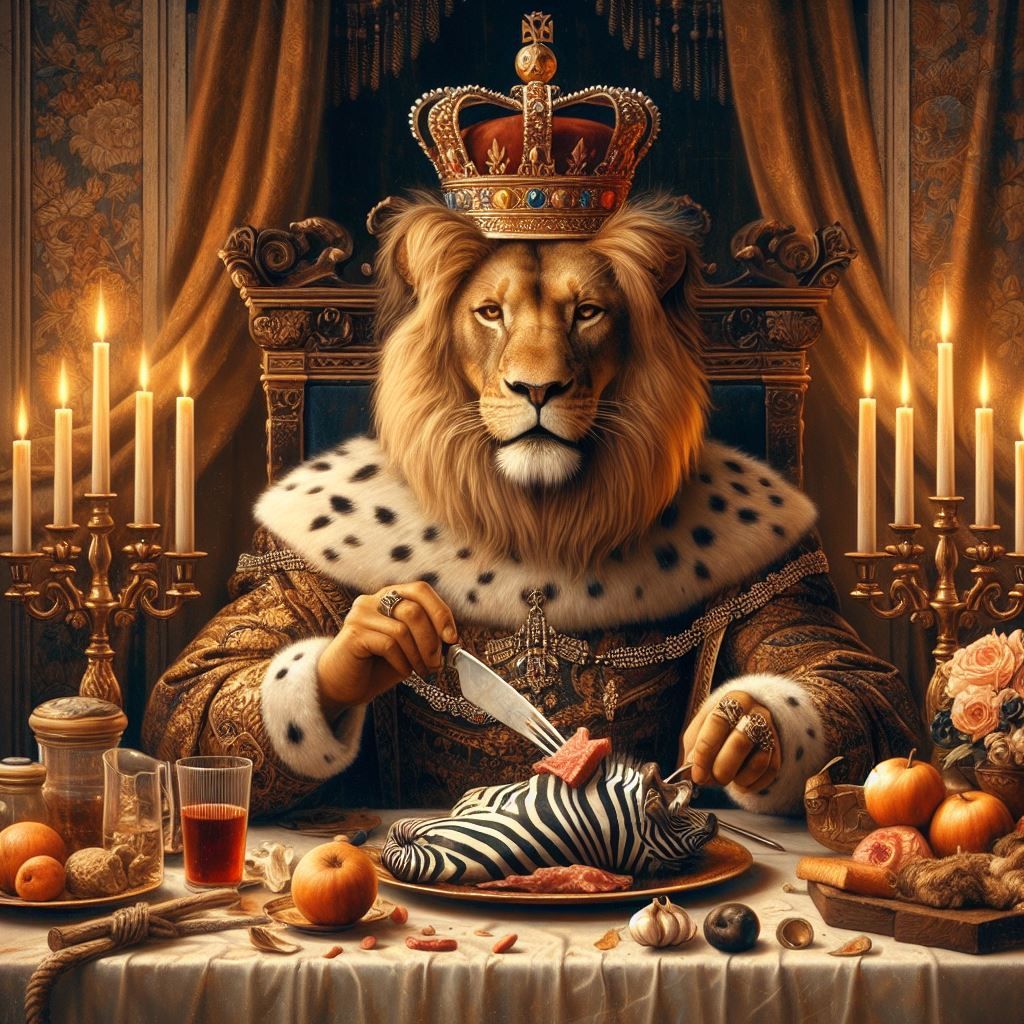 Zebra at dinner with The Lion King