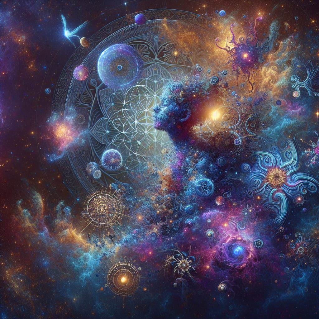 Cosmic Goddess: A 3D Art Nouveau Masterpiece