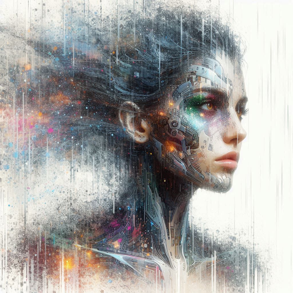 double exposure beautiful fantasy DALL-E 3 portrait landscape..