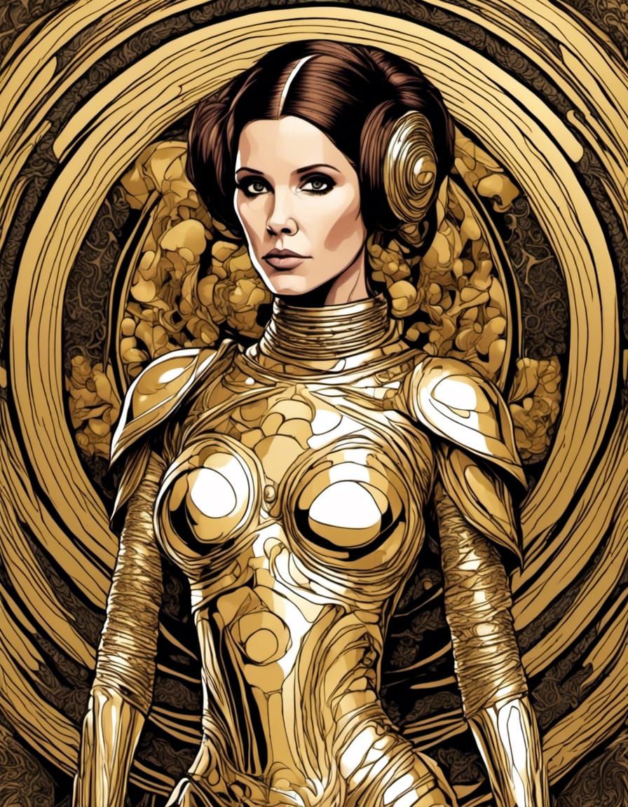 Princess Leia, gold <lora:Selective Color Art:1.0> 